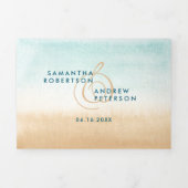 Invitation Trois Volets Destination été plage chic script mariage Tri- (Page de couverture)