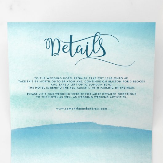 Invitation Trois Volets Destination été plage chic script mariage Tri- (Intérieur en premier)