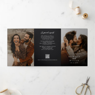 Invitation Trois Volets Détail Tout En Un Moderne Code QR RSVP Mariage