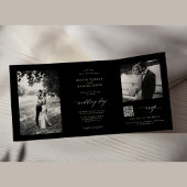 Invitation Trois Volets Détails de réponse de mariage noir avec code QR ph
