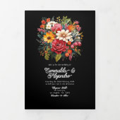 Invitation Trois Volets Détails des invités de mariage Fiesta, Photo & Cod (Page de couverture)