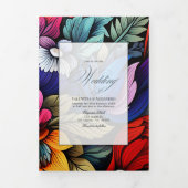 Invitation Trois Volets Détails des invités de mariage Fiesta, Photo & Cod (Page de couverture)