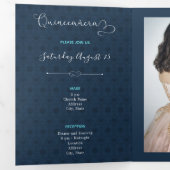 Invitation Trois Volets Deux Photo Silhouette Tropicale Quinceanera (Intérieur en premier)