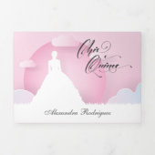 Invitation Trois Volets Deux silhouette rose photo avec Quinceanera lune (Page de couverture)