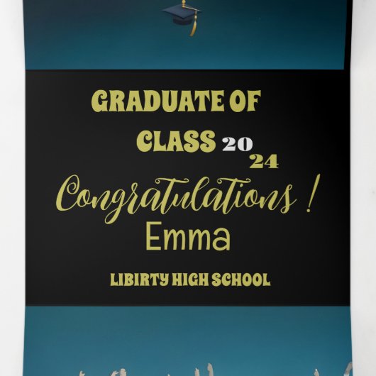 Invitation Trois Volets Diplômé (Intérieur au milieu)