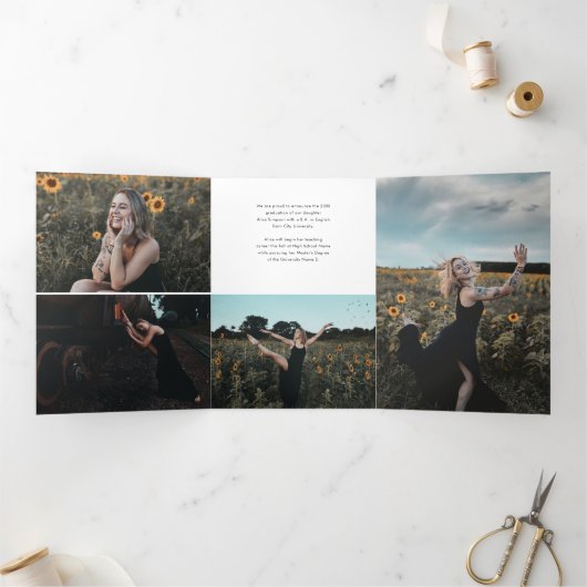 Invitation Trois Volets Diplôme photo de script de brosse (Intérieur)