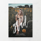 Invitation Trois Volets Diplôme photo de script de brosse (Page de couverture)