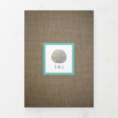 Invitation Trois Volets Dollars de sable & Burlap, Turquoise Beach Wedding (Page de couverture)