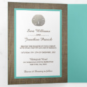 Invitation Trois Volets Dollars de sable & Burlap, Turquoise Beach Wedding (Intérieur en premier)