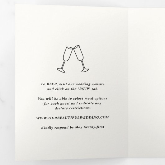 Invitation Trois Volets Doodles tirés à la main Mariage moderne (Intérieur en premier)