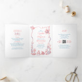 Invitation Trois Volets Doodles Whimsical Funky Photo Mariage moderne (Intérieur)