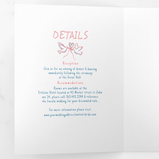 Invitation Trois Volets Doodles Whimsical Funky Photo Mariage moderne (Intérieur en premier)