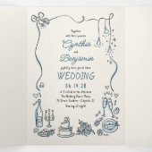 Invitation Trois Volets Doodles Whimsical Funky Photo Mariage moderne (Intérieur au milieu)