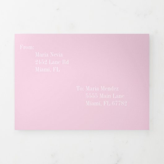 Invitation Trois Volets Doux moderne 16 points roses or (Page de couverture)
