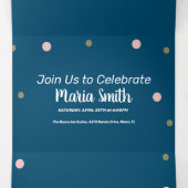 Invitation Trois Volets Doux moderne 16 points roses or (Intérieur au milieu)