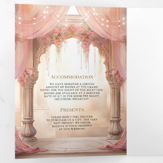 Invitation Trois Volets Dreamink Floral Indien Mandap Mariage hindou (Intérieur en premier)