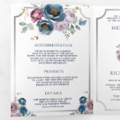 Invitation Trois Volets Dusty bleu mauve violet Mariage floral (Intérieur en premier)