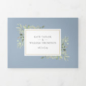 Invitation Trois Volets Dusty Blue Botanical Greenery Mariage photo (Page de couverture)