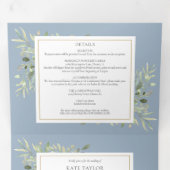 Invitation Trois Volets Dusty Blue Botanical Greenery Mariage photo (Intérieur en premier)