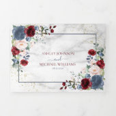 Invitation Trois Volets Dusty Blue Bourgogne Blush Gold FlorMariage (Page de couverture)