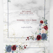Invitation Trois Volets Dusty Blue Bourgogne Blush Gold FlorMariage (Intérieur au milieu)