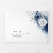 Invitation Trois Volets Dusty Blue et Navy Floral Botanal Mariage Tri-F (Page de couverture)