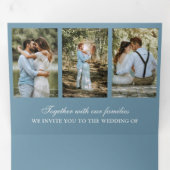 Invitation Trois Volets Dusty Blue Minimal 3 en 1 Mariage photo Collage (Intérieur en premier)