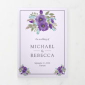 Invitation Trois Volets Dusty Purple Aquarelle Florale Mariage photo (Page de couverture)