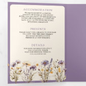 Invitation Trois Volets Dusty Purple Boho Fleur sauvage Photo QR Code Mari (Intérieur en premier)