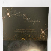 Invitation Trois Volets Éclipse solaire élégante sépia photo personnalisée (Intérieur en premier)