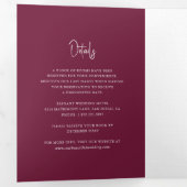 Invitation Trois Volets Écriture manuscrite Burgundy moderne Mariage éléga (Intérieur en premier)