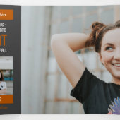 Invitation Trois Volets Édifice moderne Burnt Orange 5-Photo Graduation (Intérieur au milieu)