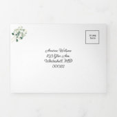 Invitation Trois Volets Elégant blanc avec Mariage de finition Eucalyptus (Page de couverture)