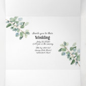 Invitation Trois Volets Elégant blanc avec Mariage de finition Eucalyptus (Intérieur au milieu)