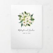 Invitation Trois Volets Elégant blanc Rose Mariage vert (Page de couverture)