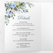 Invitation Trois Volets Elégant bleu Eucalyptus Rose Mariage vert (Intérieur en premier)