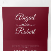 Invitation Trois Volets Elégant bordeaux, typographie blanche mariage phot (Intérieur en premier)