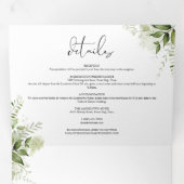 Invitation Trois Volets Elégant Botanical Greenery Feuille Mariage photo (Intérieur en premier)