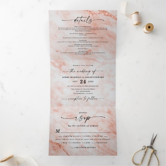 Invitation Trois Volets Élégant bracelet en cuivre avec Mariage à huile (Intérieur)