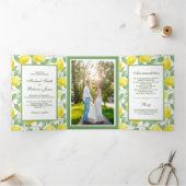 Invitation Trois Volets Élégant citron verdure Mariage Photo (Intérieur)