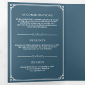 Invitation Trois Volets Élégant classique Dusty Blue Monogram Mariage (Intérieur en premier)