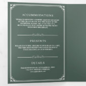 Invitation Trois Volets Élégant classique Dusty Green Monogram Mariage (Intérieur en premier)