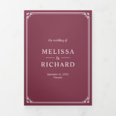 Invitation Trois Volets Élégant classique Dusty Mariage de monogramme rose (Page de couverture)
