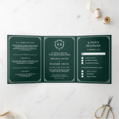 Invitation Trois Volets Élégant classique Emerald Green Mariage (Intérieur)