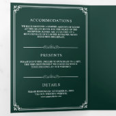 Invitation Trois Volets Élégant classique Emerald Green Mariage (Intérieur en premier)