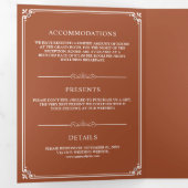 Invitation Trois Volets Élégant classique en terre cuite Monogram Mariage (Intérieur en premier)