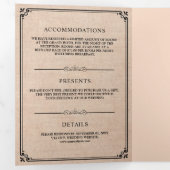 Invitation Trois Volets Élégant classique Rustique Burlap Monogram Mariage (Intérieur en premier)