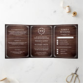 Invitation Trois Volets Élégant classique rustique grange Mariage Monogram (Intérieur)
