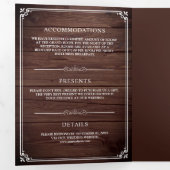 Invitation Trois Volets Élégant classique rustique grange Mariage Monogram (Intérieur en premier)