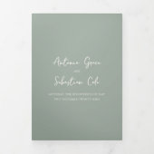 Invitation Trois Volets Élégant code QR vert sauge mariage moderne (Page de couverture)